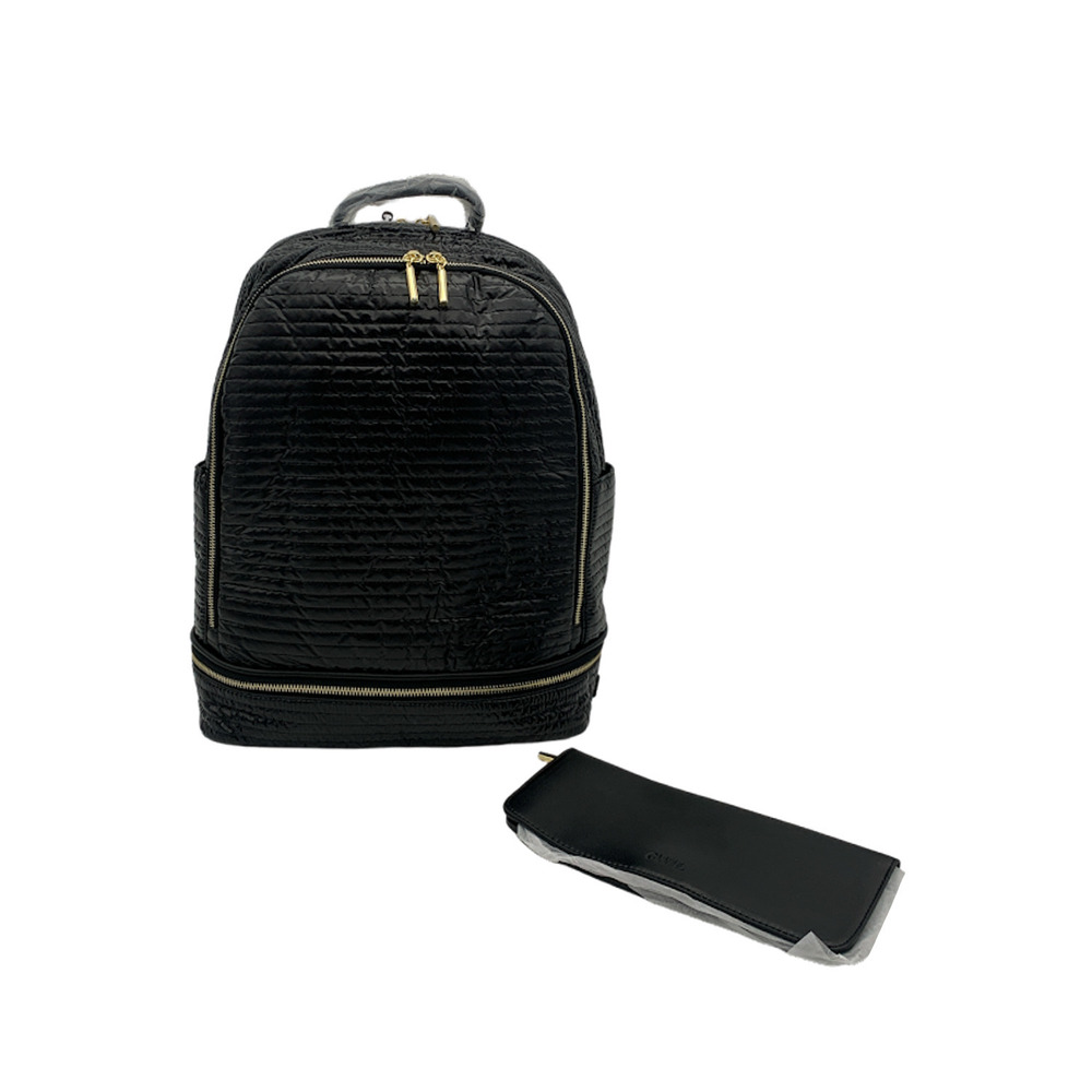 Charley Was Here Nylon Backpack & Wristlet Wallet Simone Black Quilted
